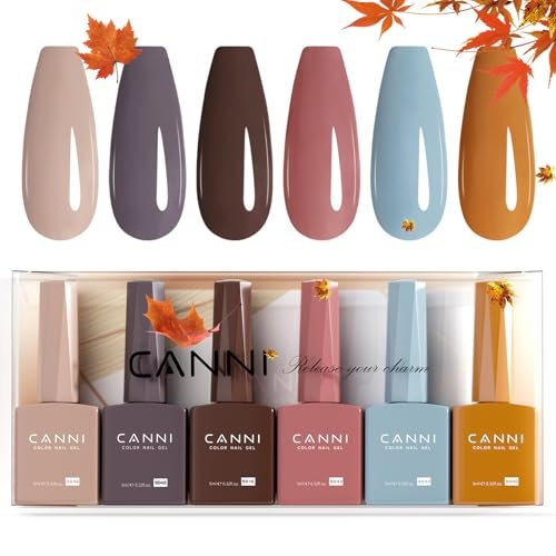 canni 6 colors 9 ml hema free brown gel nail polish set, dark...