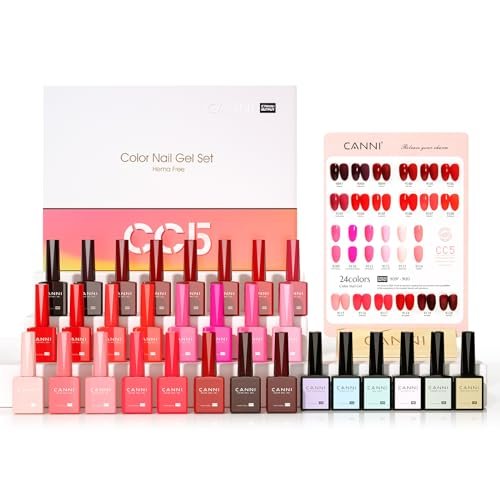 canni 30pcs 9ml hema free gel nail polish set,dark red hot pin...