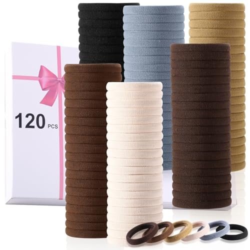 luseren 120 pcs no damage hair ties for thick hair, large soft...