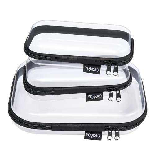 yqbrao 3 pack clear hard shell zipper case black, 1.2mm heavy ...