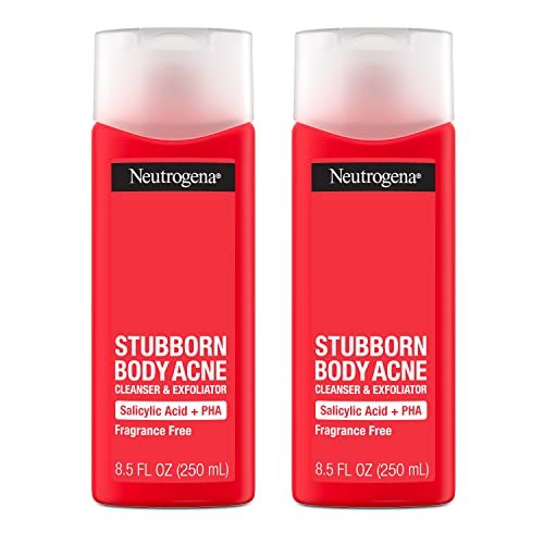 neutrogena stubborn body acne cleanser & exfoliator with salic...