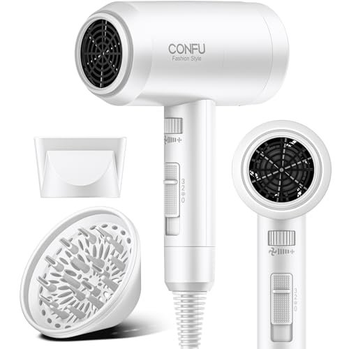 hair dryer with diffuser, confu blow dryer for curly hair for...