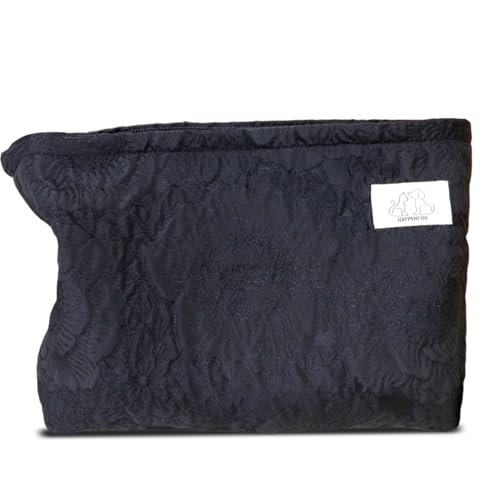 happyheidi large floral black quilted makeup bag cosmetic toil...