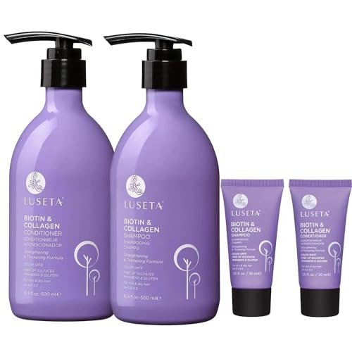 luseta biotin shampoo and conditioner set with argan oil for d...