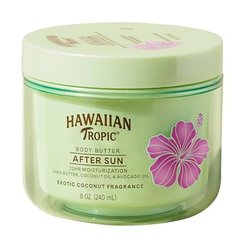 hawaiian tropic after sun body butter with coconut oil, 8 oz,...