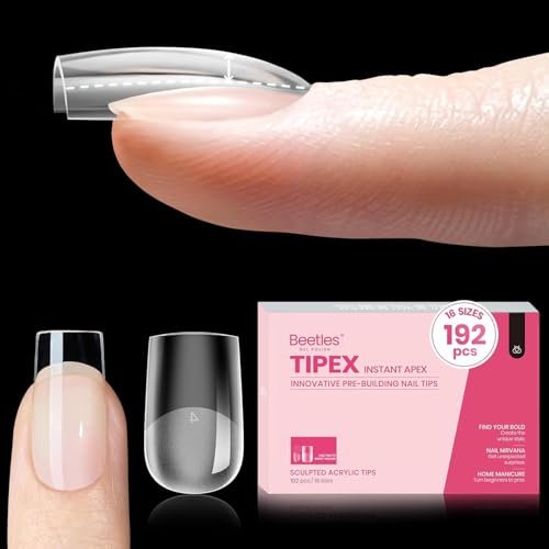 beetles tipex instant apex nail tips, short square, 16 sizes |...