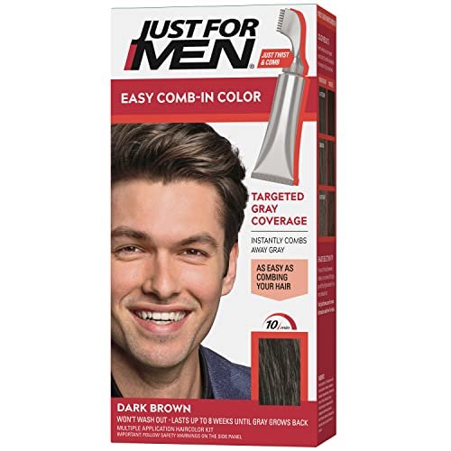 just for men easy comb in color mens hair dye, easy no mix app...