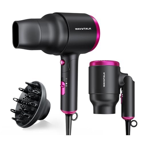 wavytalk hair dryer with diffuser, foldable hair blow dryer, 1...