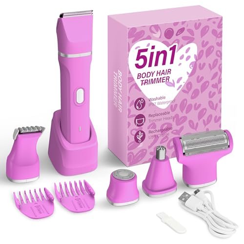 kingtee 5 in 1 electric bikini trimmer for women – ipx7 waterp...