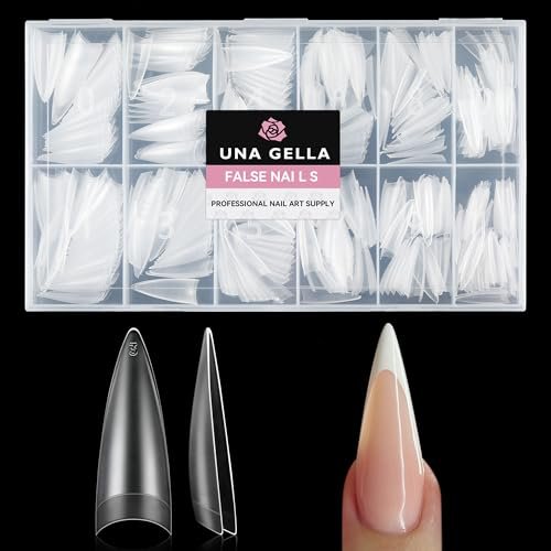 una gella stiletto gel nail tips 504pcs long stiletto almond c...