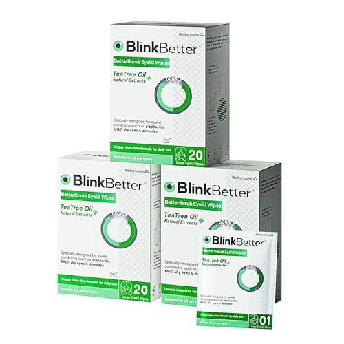 blinkbetter tea tree oil eyelid wipes 60 natural blepharitis,...