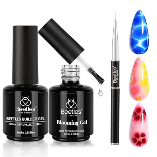 beetles builder gel for nail and blooming gel set, 2 pcs 15ml...