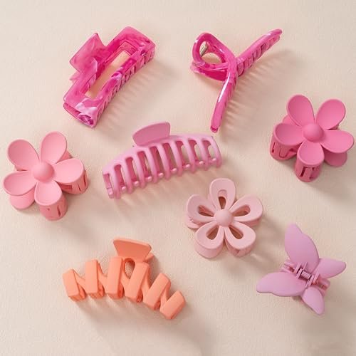 8pcs flower clips for women, thick hair accessories with multi...