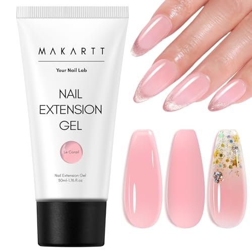 makartt hema free poly nail gel natural pink 50ml gel builder...