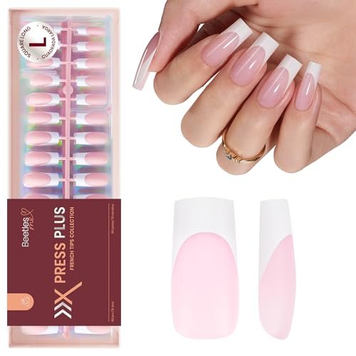 beetles x press plus french tip nails candy french | pink lo...