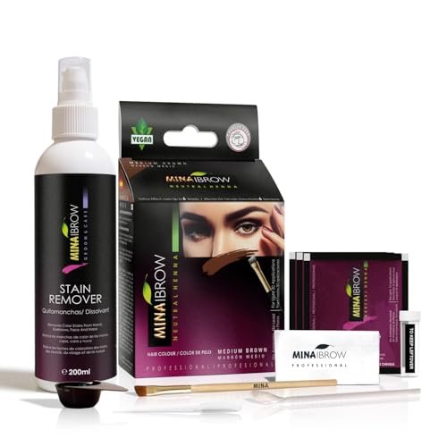 mina ibrow henna hair color professional tint kit with brush &...