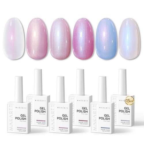 makartt pearl gel nail polish set 15ml one n'done 6 colors shi...