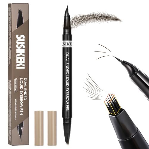 dual ended microblading eyebrow pencil for women, 2 in 1 liqui...