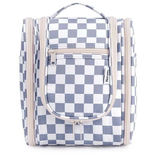 narwey small checkered hanging travel toiletry bag for women,...