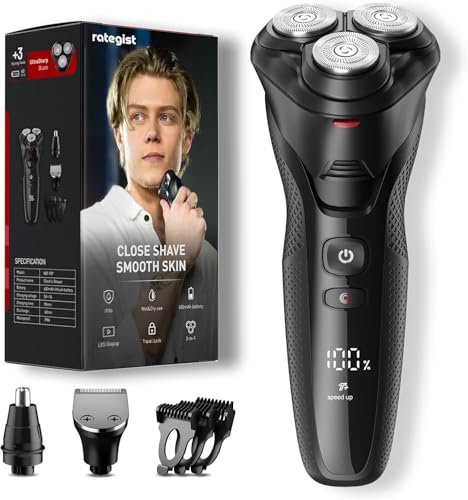 rategist 3 in 1 electric razor for men: ipx7 waterproof razors...