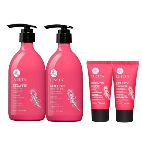 luseta keratin shampoo full + travel size shampoo + conditione...