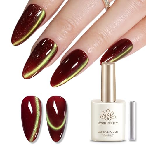 born pretty watermelon red green cat magnetic eye gel nail pol...