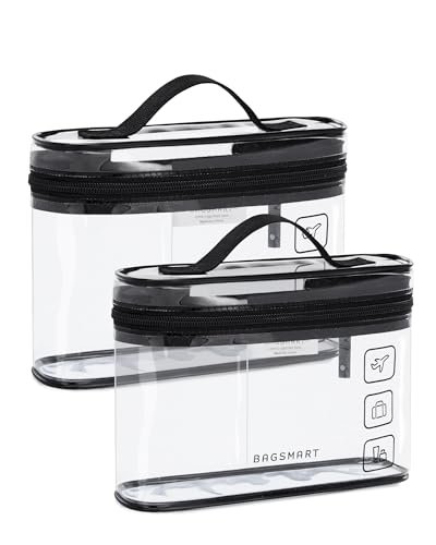 bagsmart tsa approved toiletry bag, 2 pack clear makeup cosmet...