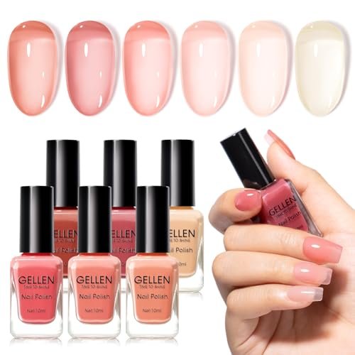 gellen clear pink nail polish, sheer pink jelly natural regula...