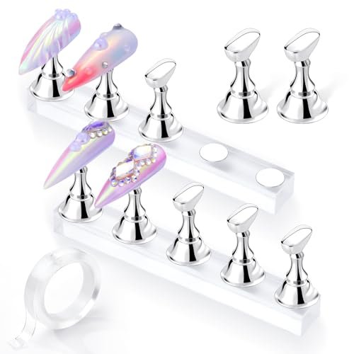 makartt press on nail stand: silver nail stand for nails art d...