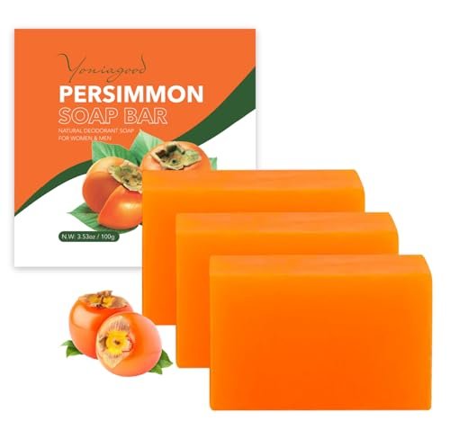 yoniagood 3 pcs persimmon soap bar for body odor control, natu...