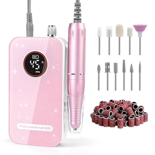 professional nail drill electric file 45000rpm, portable recha...