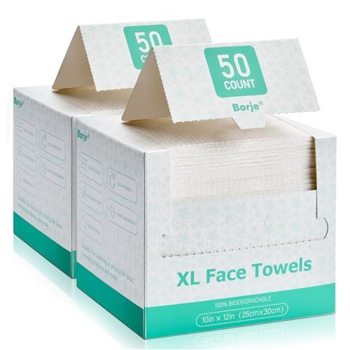 borje face towels xl, disposable face towel 10" x 12", 100 cou...