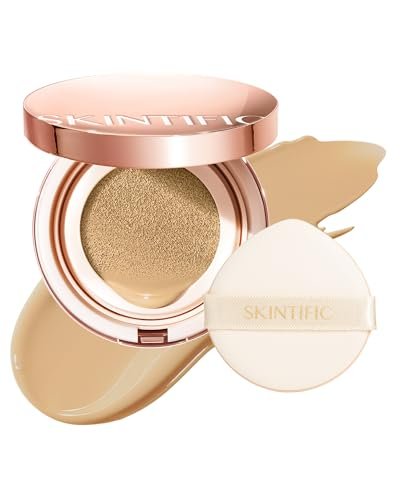 skintific full coverage cushion foundation #22n shell beige| s...