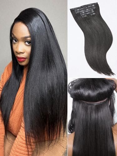luvme yaki straight seamless clip in hair extensions 2 pack 22...