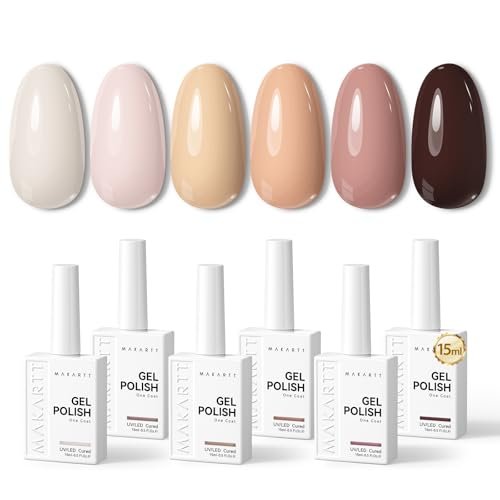 makartt gel nail polish set: 6 colors nude brown gel polish ki...
