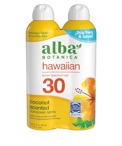 alba botanica hawaiian coconut sunscreen, spray broad spectrum...