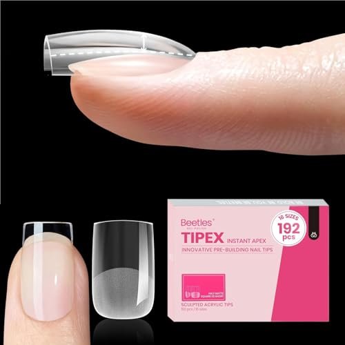beetles tipex instant apex nail tips, xs square, 16 sizes 00–1...