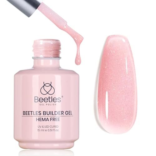 beetles builder gel for nails hema free, 15 ml 7 in 1 pink gli...
