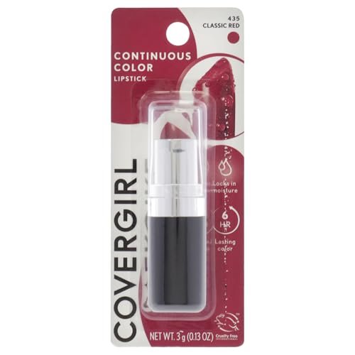 covergirl continuous color lipstick classic red 435, .13 oz