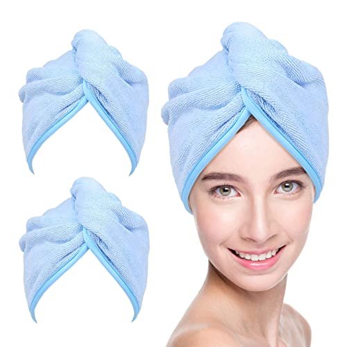 youlertex microfiber hair towel hairs wrap: 2 pack 10x26 hair...
