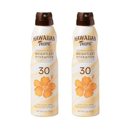 hawaiian tropic weightless hydration clear spray sunscreen spf...
