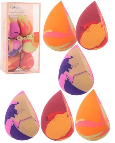 unfovi 6pcs tri color makeup sponge, low absorption latex free...