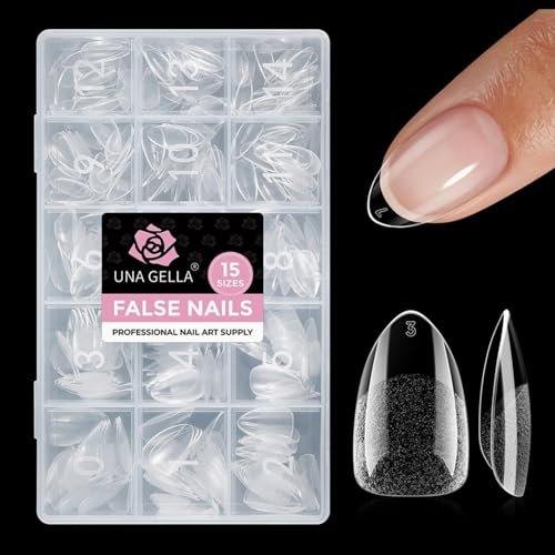 una gella short almond nail tips 15 sizes 300pcs pre etched so...