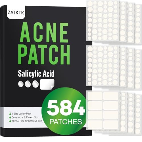 zatktk pimple patches for face, 584 count hydrocolloid acne pa...