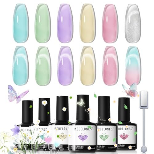 modelones gel nail polish set, 6 colors 2026 spring summer sil...