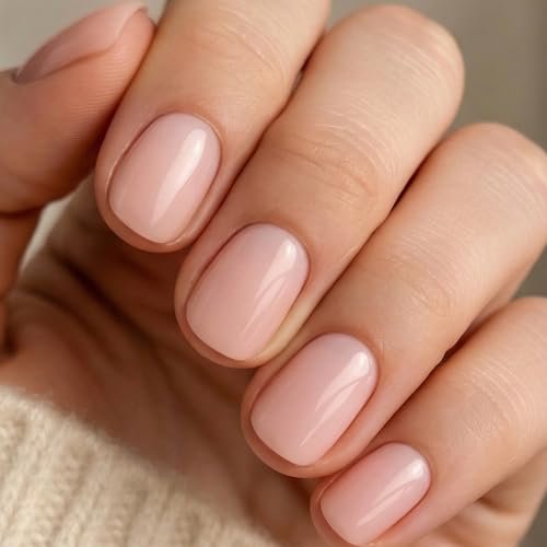 una gella short round press on nails 32pcs 16 sizes oval nud...