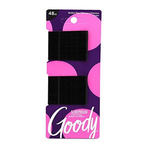 goody slideproof women's bobby pin 48 count, crimpled black...