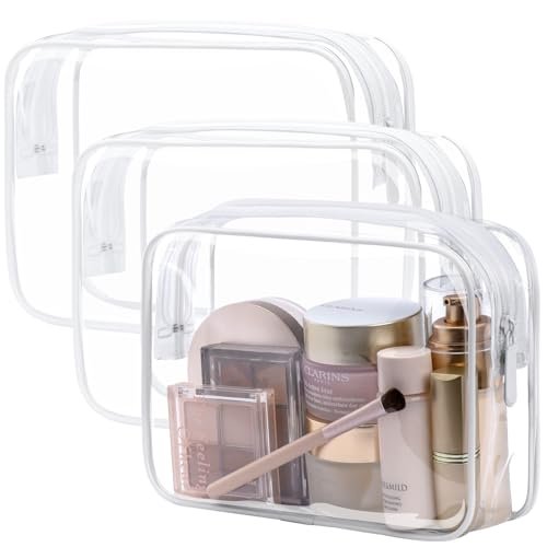 packism tsa approved toiletry bag clear makeup bag 3 pack me...