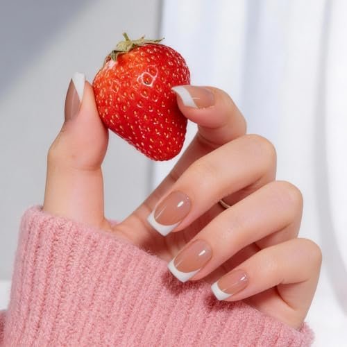 Bioday Press On Nails short Square French Tip Fake Nails Impre... bioday press on nails short square french tip fake nails impre...