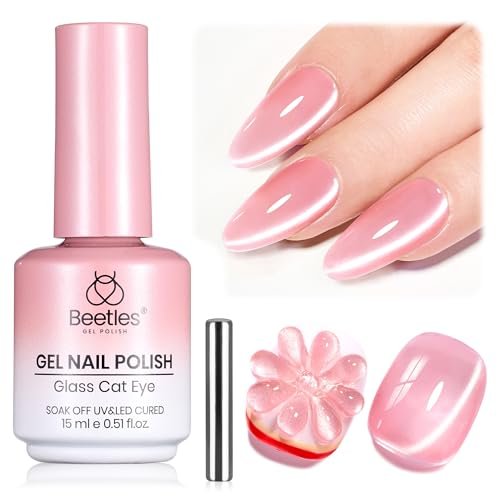 beetles grapefruit glow pink cat eye gel nail polish 15ml fu...